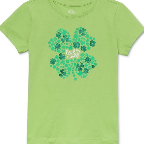 Feeling Lucky Shirt And Sage Green Floral Dress 2 Piece Set Girls Size 4-5 NEW - Picture 2 of 7